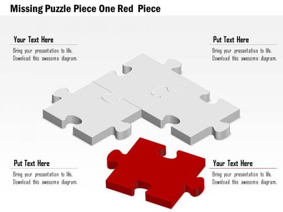 Business Diagram Missing Puzzle Piece One Red Piece Presentation Template