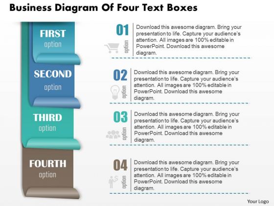 Business Diagram Of Four Text Boxes Presentation Slide Template