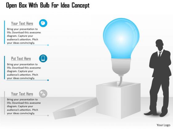 Business Diagram Open Box With Bulb For Idea Concept Presentation Template Business Diagram Open Box With Bulb For Idea Concept Presentation Template