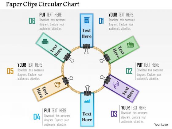 Business Diagram Paper Clips Circular Chart Presentation Template