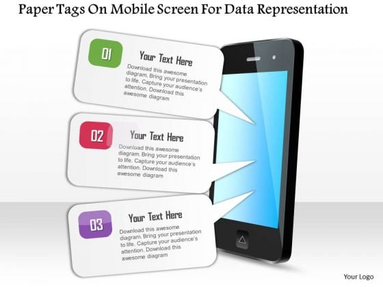 Business Diagram Paper Tags On Mobile Screen For Data Representation Presentation Template Business Diagram Paper Tags On Mobile Screen For Data Representation Presentation Template
