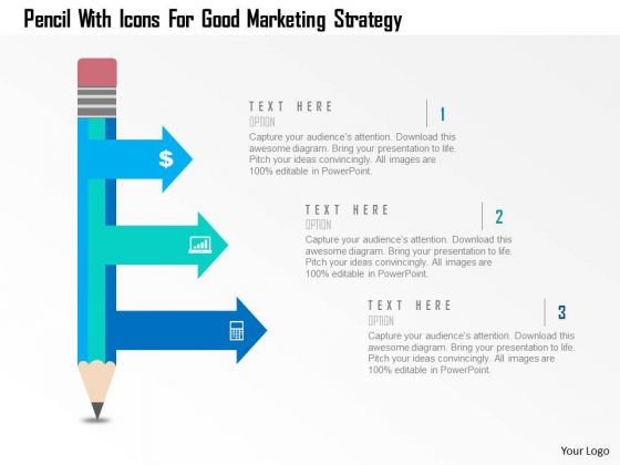 Business Diagram Pencil With Icons For Good Marketing Strategy Presentation Template