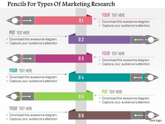 business diagram pencils for types of marketing research business diagram pencils for types of marketing research, Powerpoint templates