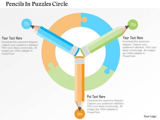 Business Diagram Pencils In Puzzles Circle Presentation Template