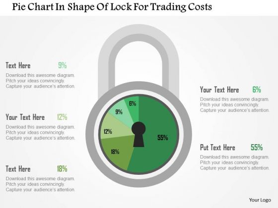 Business Diagram Pie Chart In Shape Of Lock For Trading Costs Presentation Template Business Diagram Pie Chart In Shape Of Lock For Trading Costs Presentation Template