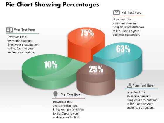 Business Diagram Pie Chart Showing Percentages Presentation Slide Template