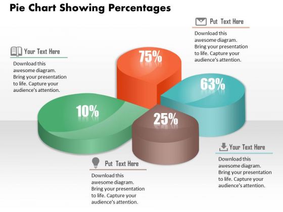 Business Diagram Pie Chart Showing Percentages Presentation Template