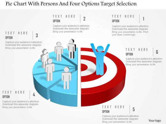 Business Diagram Pie Chart With Persons And Four Options Target Selection Presentation Template Business Diagram Pie Chart With Persons And Four Options Target Selection Presentation Template