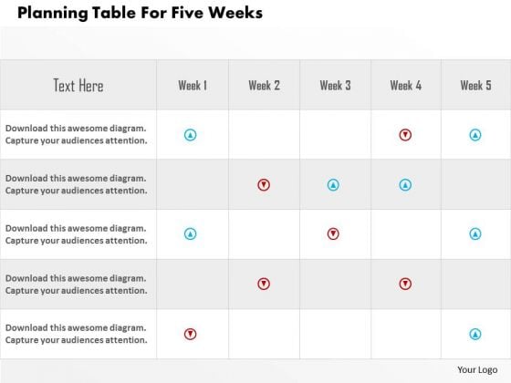 Business Diagram Planning Table For Five Weeks Presentation Template Business Diagram Planning Table For Five Weeks Presentation Template
