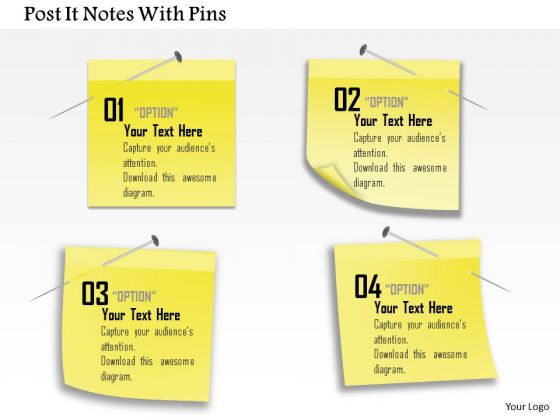 Business Diagram Post It Notes With Pins Presentation Template