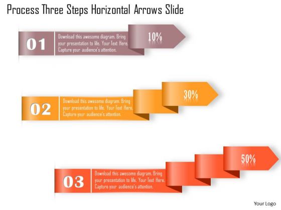 Business Diagram Process Three Steps Horizontal Arrows Slide Presentation Template