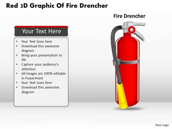 Business Diagram Red 3d Graphic Of Fire Drencher Presentation Template
