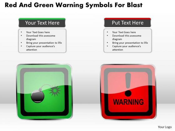 Business Diagram Red And Green Warning Symbols For Blast Presentation Template Business Diagram Red And Green Warning Symbols For Blast Presentation Template