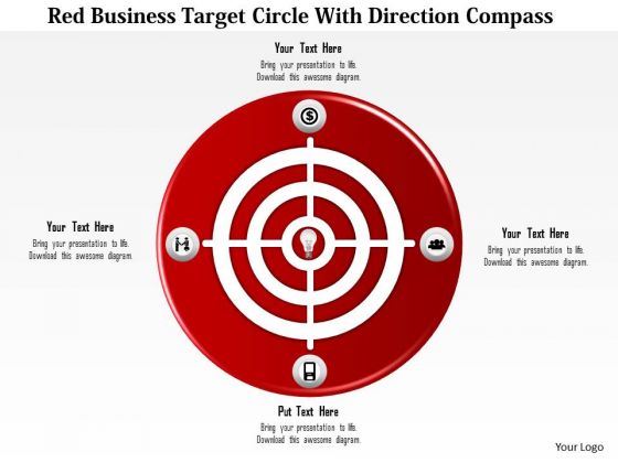 Business Diagram Red Business Target Circle With Direction Compass Presentation Template Business Diagram Red Business Target Circle With Direction Compass Presentation Template