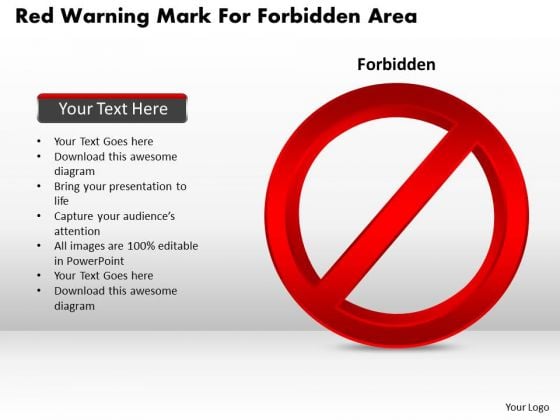 Business Diagram Red Warning Mark For Forbidden Area Presentation Template