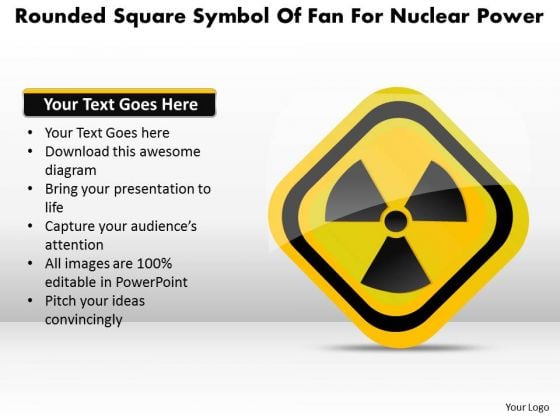 Business Diagram Rounded Square Symbol Of Fan For Nuclear Power Presentation Template