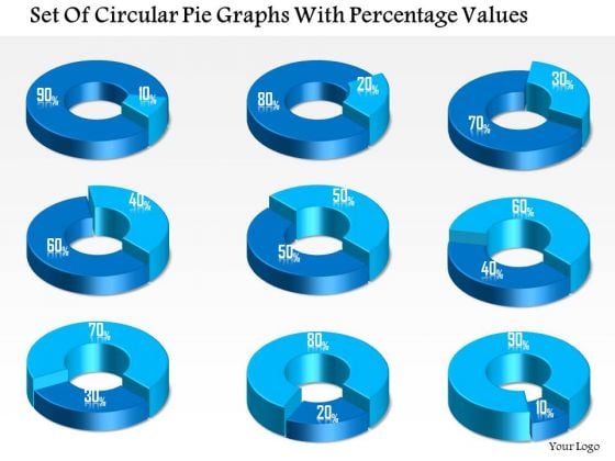 Business Diagram Set Of Circular Pie Graphs With Percentage Values Presentation Template