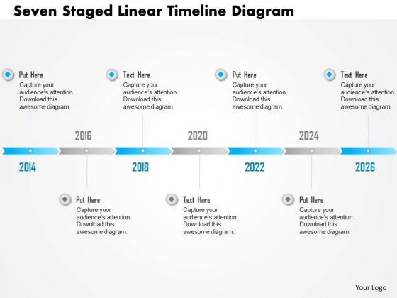business diagram seven staged linear timeline diagram presentation