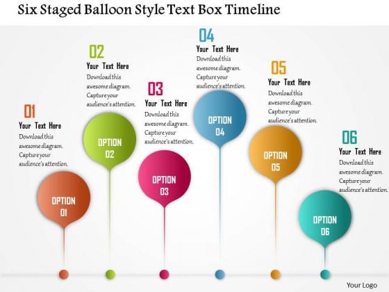 Business Diagram Six Staged Balloon Style Text Box Timeline Presentation Template