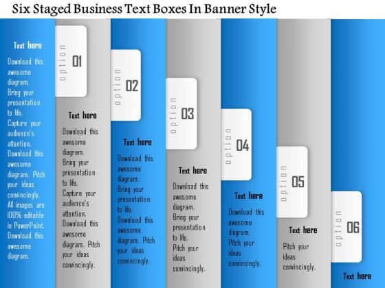 Business Diagram Six Staged Business Text Boxes In Banner Style Presentation Template