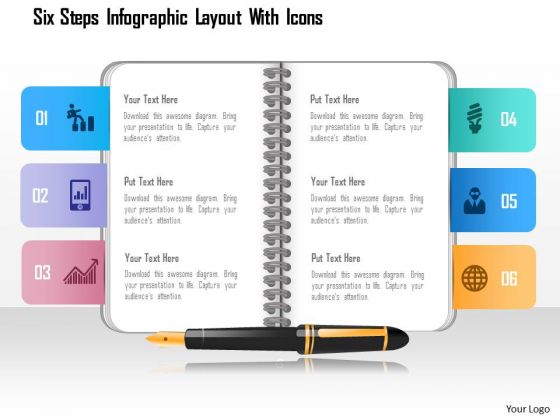 Business Diagram Six Steps Infographic Layout With Icons Presentation Template Business Diagram Six Steps Infographic Layout With Icons Presentation Template