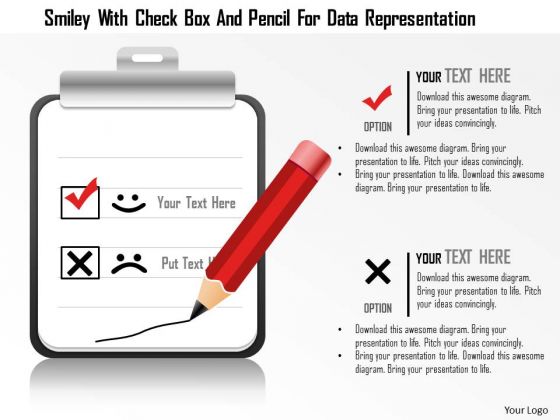 Business Diagram Smiley With Check Box And Pencil For Data Representation Presentation Template Business Diagram Smiley With Check Box And Pencil For Data Representation Presentation Template