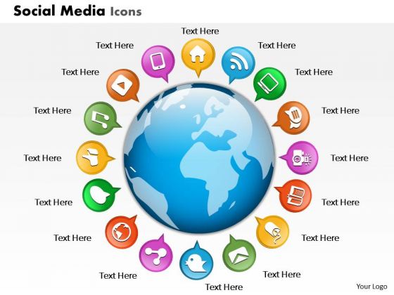 Business Diagram Social Media Icons Globe Presentation Template Business Diagram Social Media Icons Globe Presentation Template