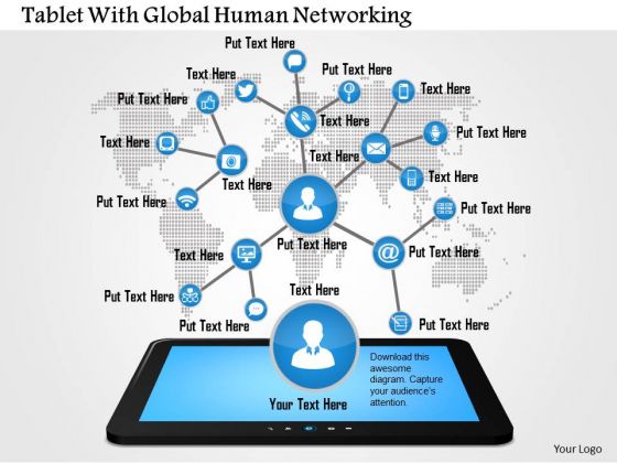 Business Diagram Tablet With Global Human Networking Presentation Template Business Diagram Tablet With Global Human Networking Presentation Template