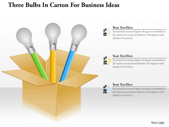 Business Diagram Three Bulbs In Carton For Business Ideas Presentation Template Business Diagram Three Bulbs In Carton For Business Ideas Presentation Template