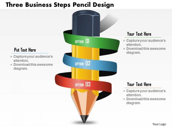 Business Diagram Three Business Steps Pencil Design Presentation Template Business Diagram Three Business Steps Pencil Design Presentation Template