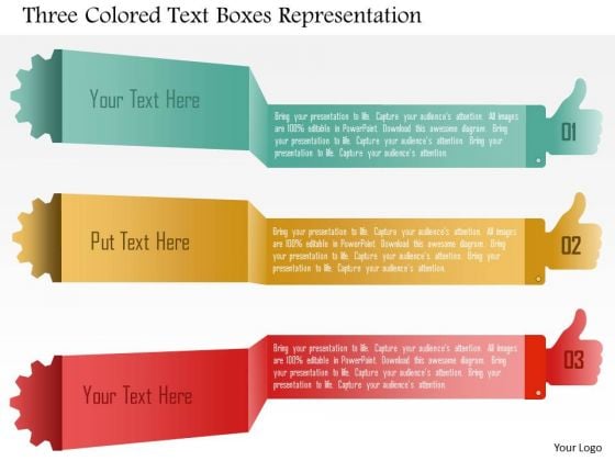 Business Diagram Three Colored Text Boxes Representation PowerPoint Template Business Diagram Three Colored Text Boxes Representation PowerPoint Template