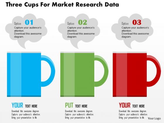 business diagram three cups for market research data presentation business diagram three cups for market research data presentation, Powerpoint templates