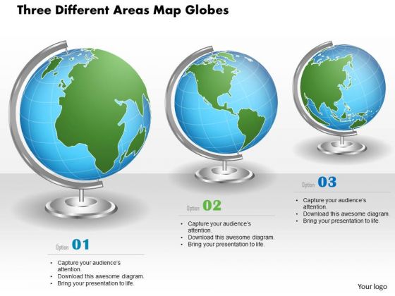business_diagram_three_different_areas_map_globes_presentation_template_1