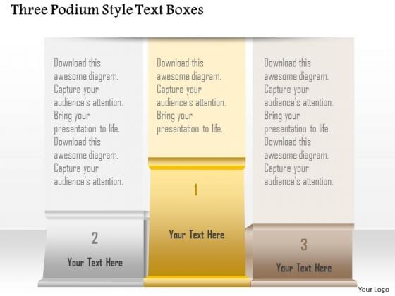 Business Diagram Three Podium Style Text Boxes Presentation Template