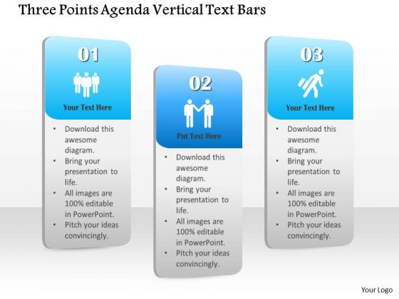 Business Diagram Three Points Agenda Vertical Text Bars Presentation Template Business Diagram Three Points Agenda Vertical Text Bars Presentation Template