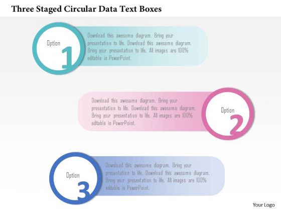 Business Diagram Three Staged Circular Data Text Boxes PowerPoint Template Business Diagram Three Staged Circular Data Text Boxes PowerPoint Template