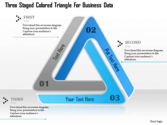 Business Diagram Three Staged Colored Triangle For Business Data Presentation Template