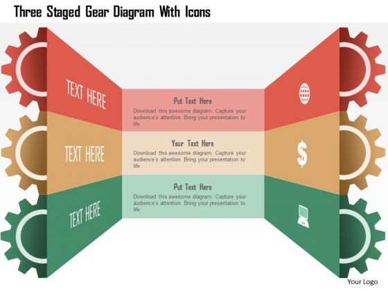 Business Diagram Three Staged Gear Diagram With Icons PowerPoint Template Business Diagram Three Staged Gear Diagram With Icons PowerPoint Template