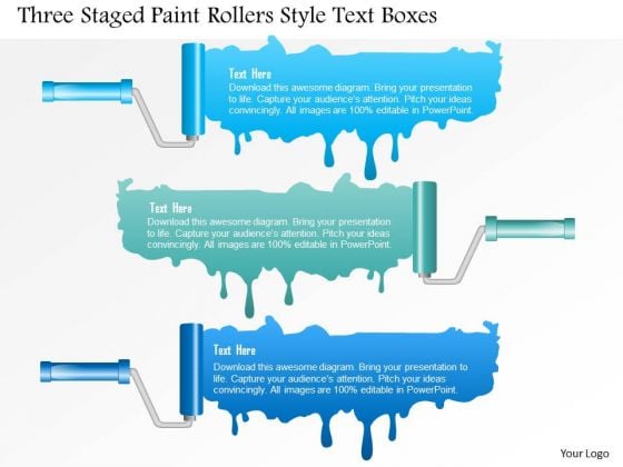 Business Diagram Three Staged Paint Rollers Style Text Boxes PowerPoint Template Business Diagram Three Staged Paint Rollers Style Text Boxes PowerPoint Template