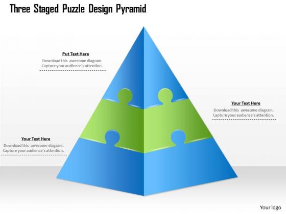 business diagram three staged puzzle design pyramid presentation