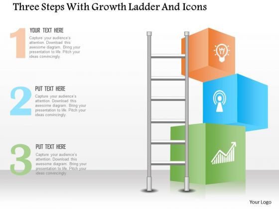 Business Diagram Three Steps With Growth Ladder And Icons Presentation Template Business Diagram Three Steps With Growth Ladder And Icons Presentation Template