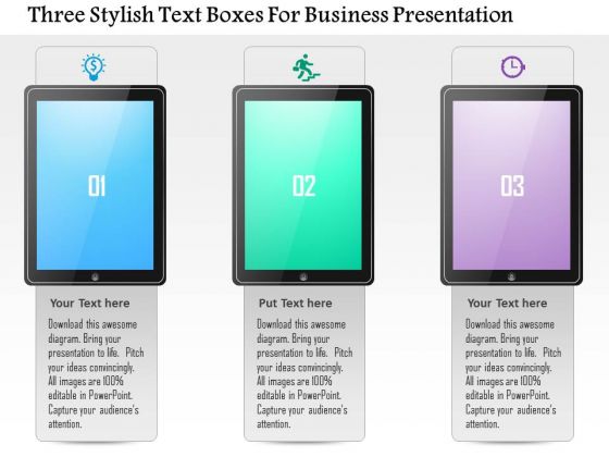 Business Diagram Three Stylish Text Boxes For Business Presentation Presentation Template