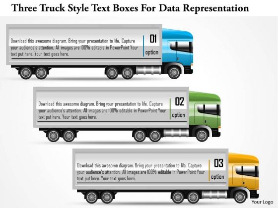 Business Diagram Three Truck Style Text Boxes For Data Representation PowerPoint Template Business Diagram Three Truck Style Text Boxes For Data Representation PowerPoint Template
