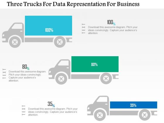 Business Diagram Three Trucks For Data Representation For Business PowerPoint Slide