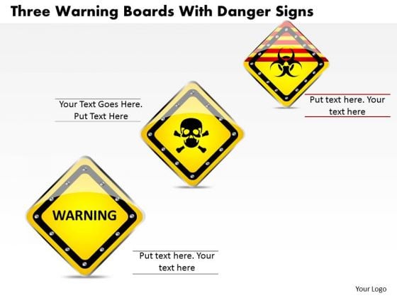 Business Diagram Three Warning Boards With Danger Signs Presentation Template Business Diagram Three Warning Boards With Danger Signs Presentation Template