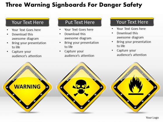 Business Diagram Three Warning Signboards For Danger Safety Presentation Template Business Diagram Three Warning Signboards For Danger Safety Presentation Template