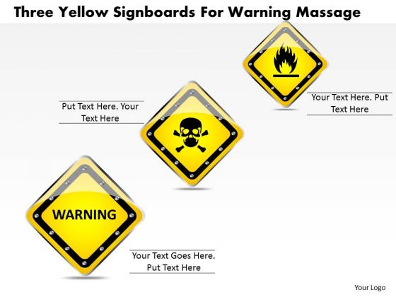 Business Diagram Three Yellow Signboards For Warning Massage Presentation Template Business Diagram Three Yellow Signboards For Warning Massage Presentation Template