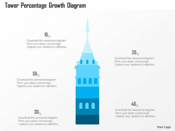 Business Diagram Tower Percentage Growth Diagram Presentation Template