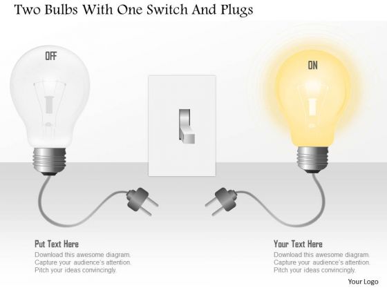 Business Diagram Two Bulbs With One Switch And Plugs PowerPoint Template Business Diagram Two Bulbs With One Switch And Plugs PowerPoint Template