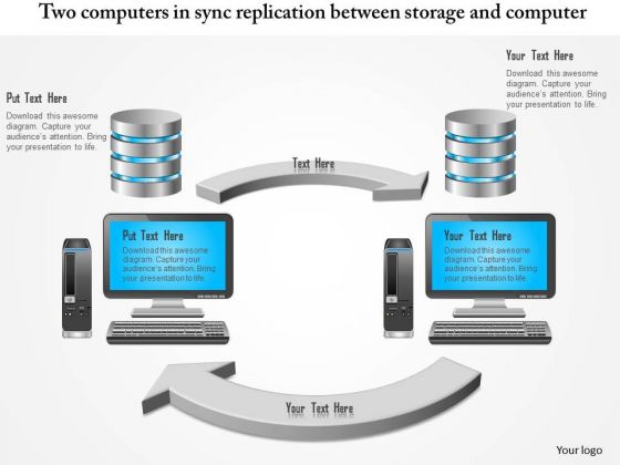 Business Diagram Two Computers In Sync Replication Between Storage And Compute Presentation Template Business Diagram Two Computers In Sync Replication Between Storage And Compute Presentation Template